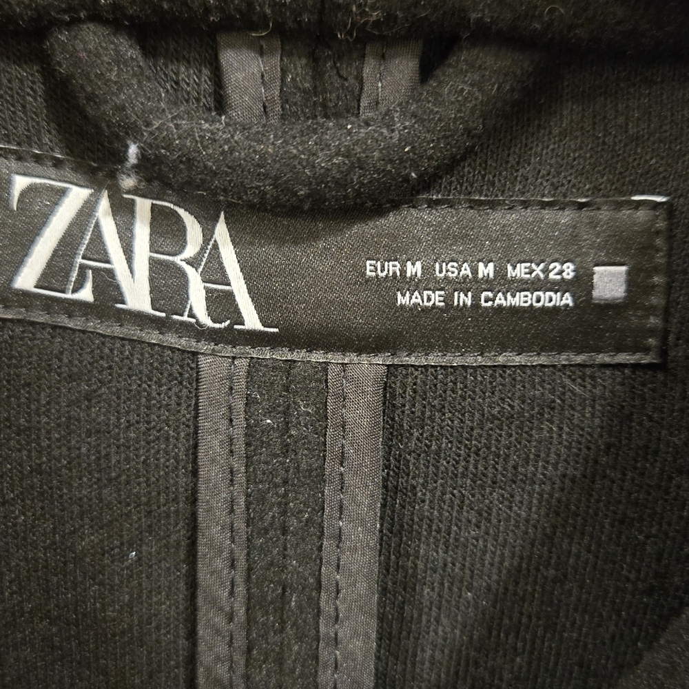 Zara Women's Black Trench Coat with Tan Real Fur Sz M - Picture 2 of 7